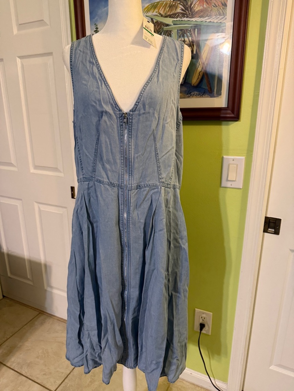 Light Wash Denim Zip-Front Women's Dress
